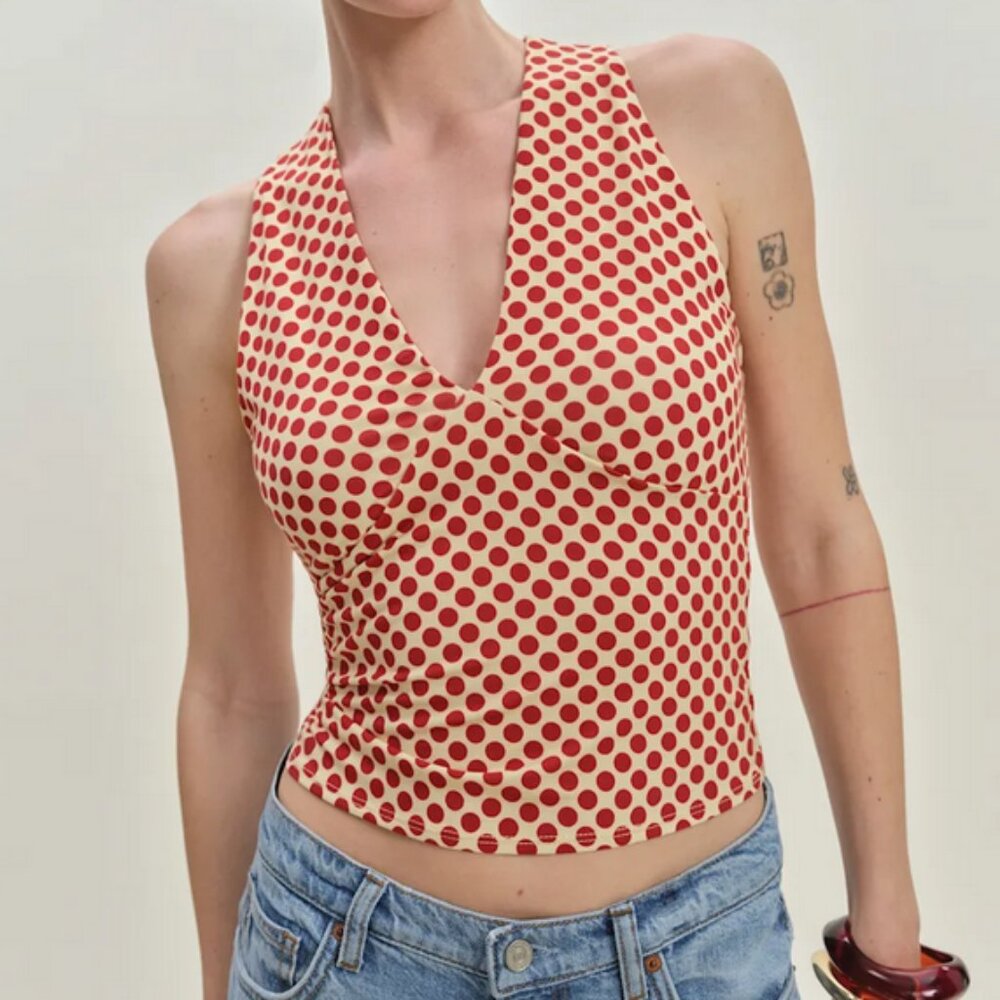 Reformation Bowie Knit Top Pamplona Dot - Size M NWT